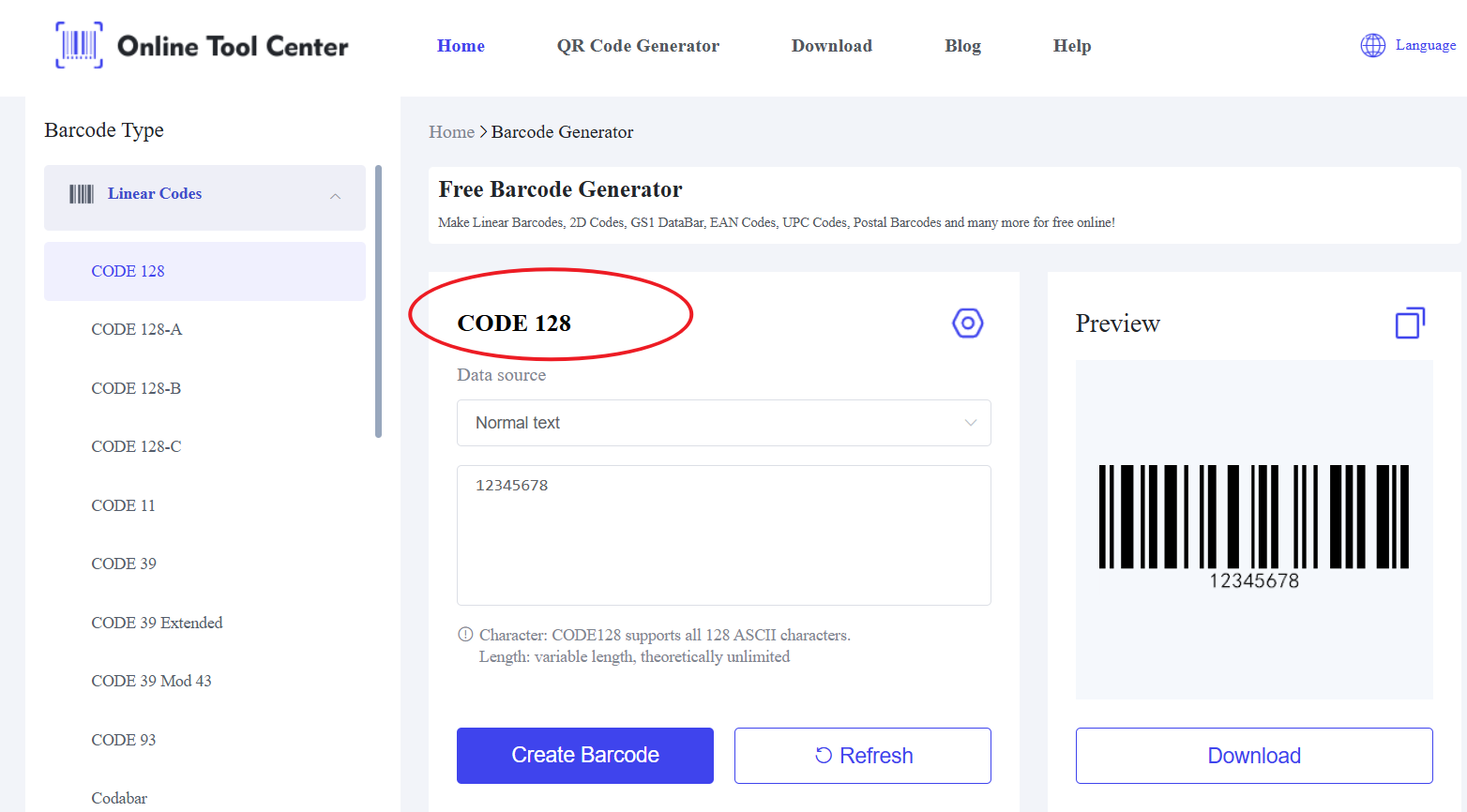 free code 128 barcode generator